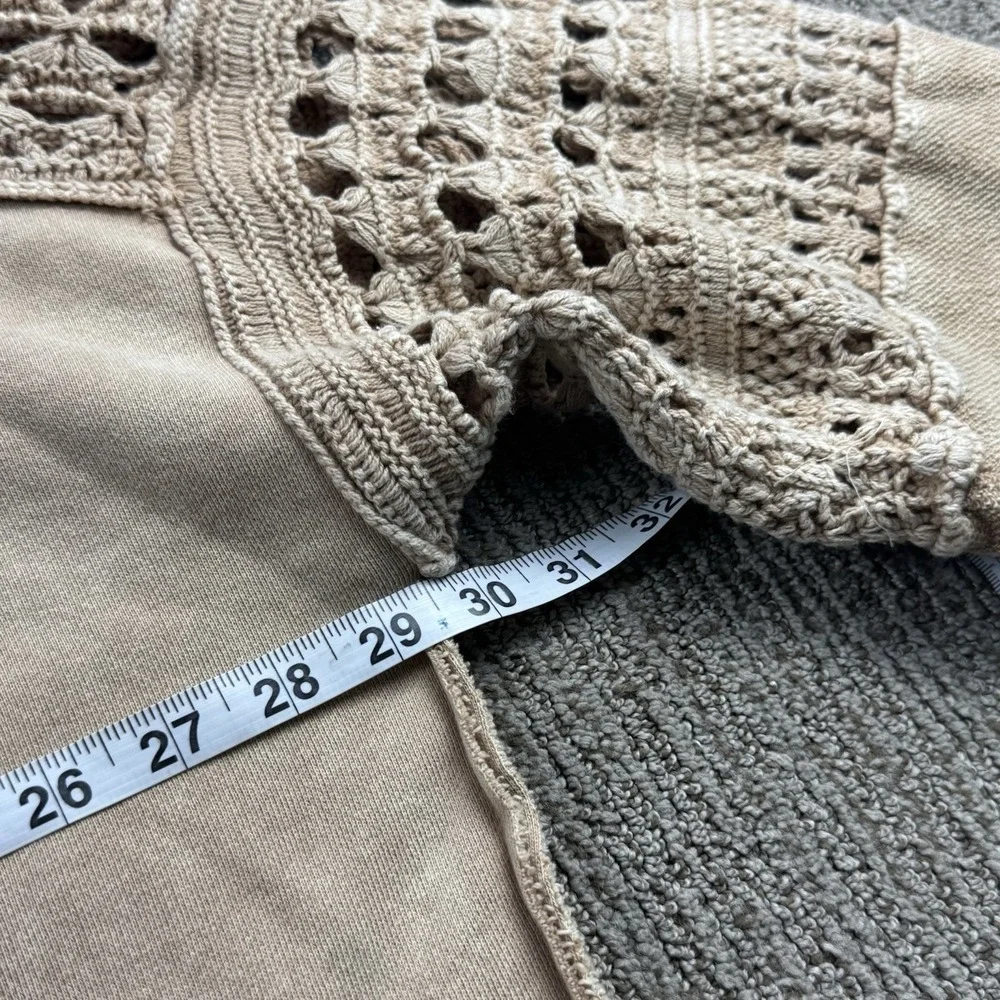 Free People Womens S Dune Bug Cardi Sweater Jacket Full Zip Crochet Tan Beige